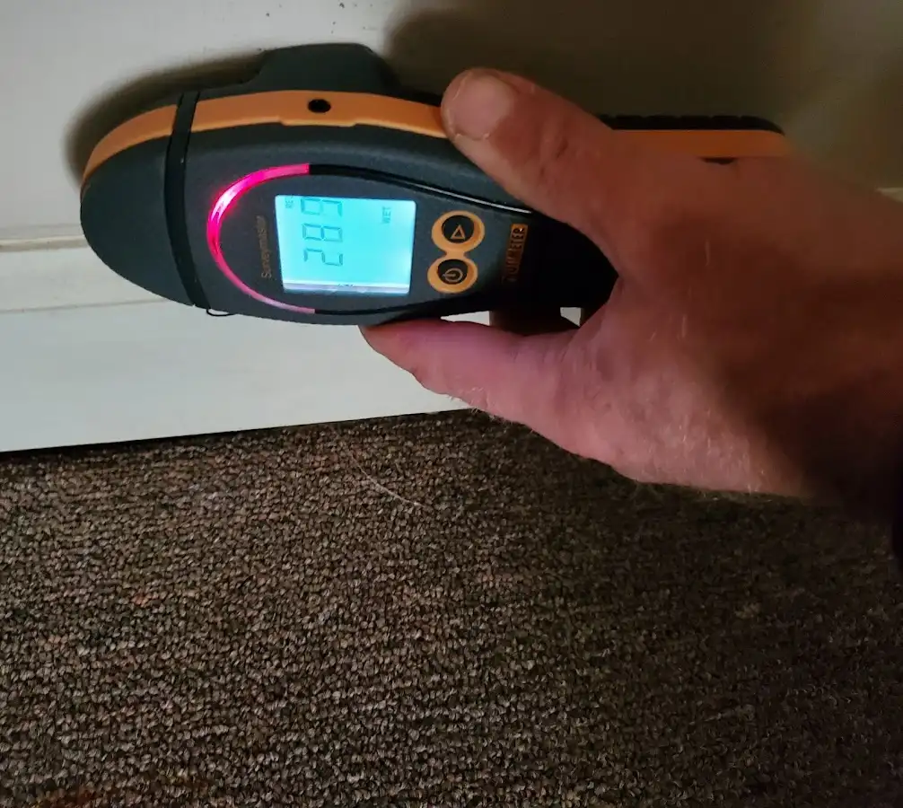 Moisture detection at baseboard during Storm Damage Restoration in Walla Walla